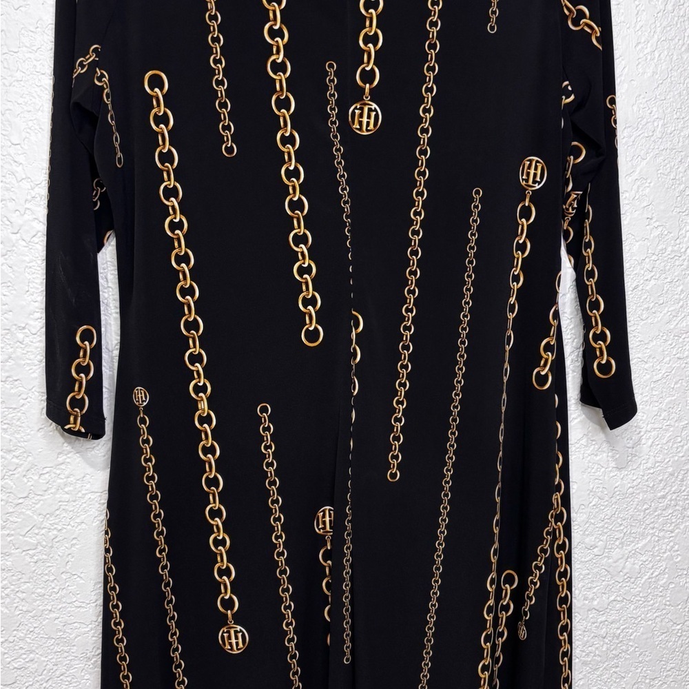 Tommy Hilfiger Navy Dress with Gold Chain Pattern - Picture 2 of 7
